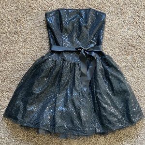 Vintage black sequin strapless dress